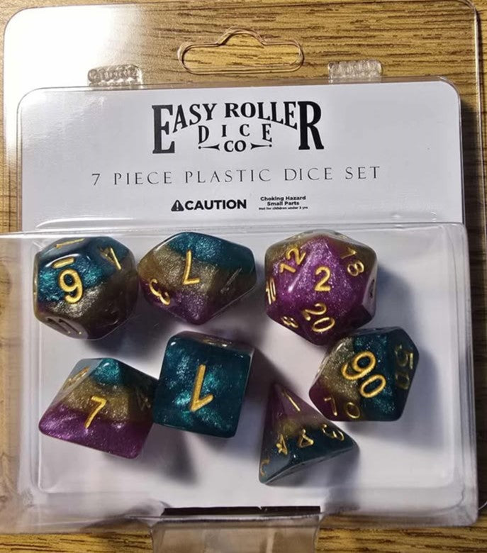 Easy Roller 7 pc Plastic Dice Set - 3 Layered Galaxy