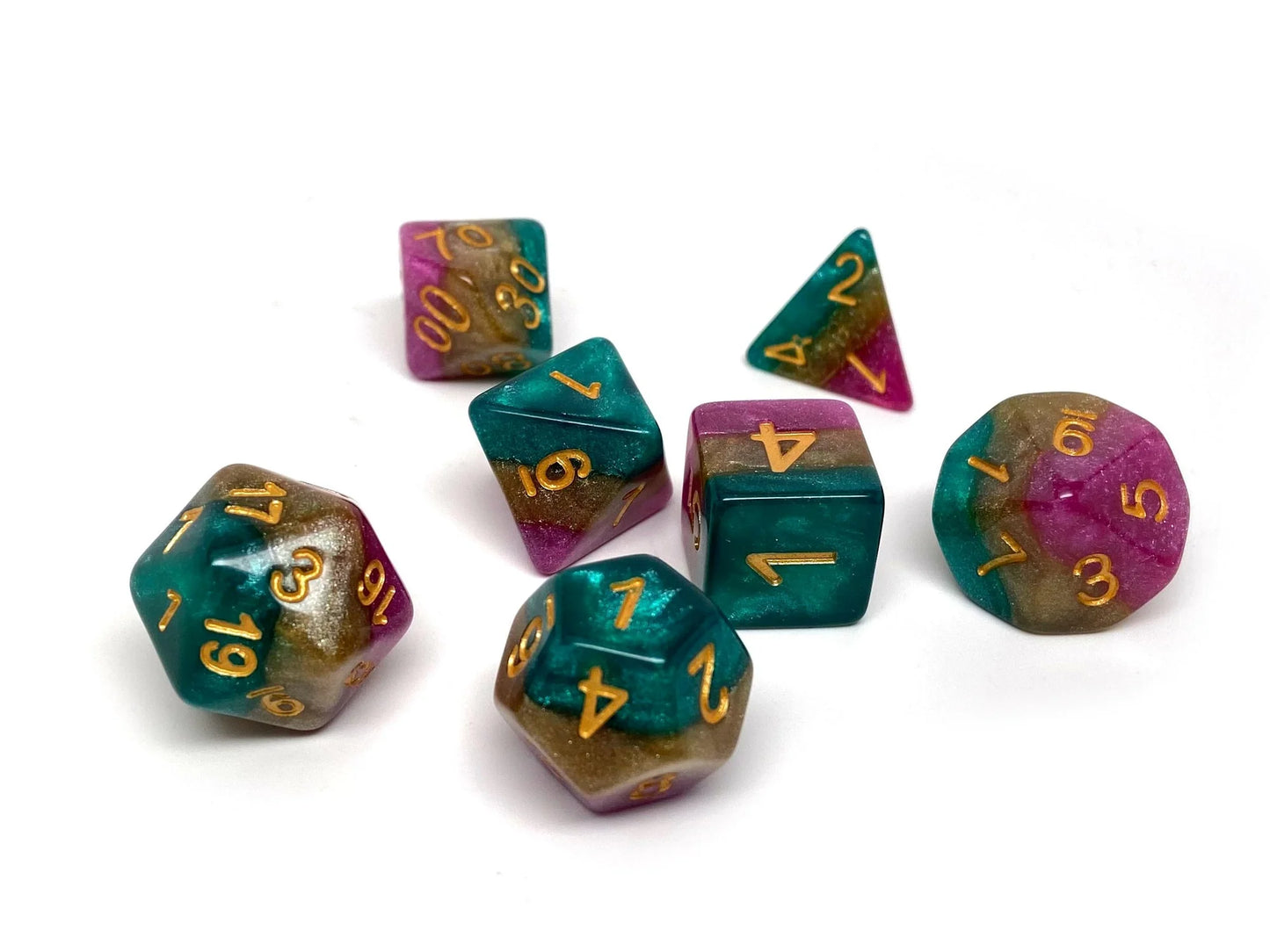Easy Roller 7 pc Plastic Dice Set - 3 Layered Galaxy