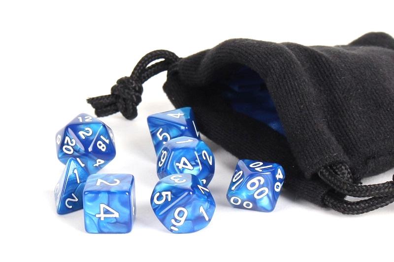 Easy Roller 7 pc Plastic Dice Set - Blue Marble