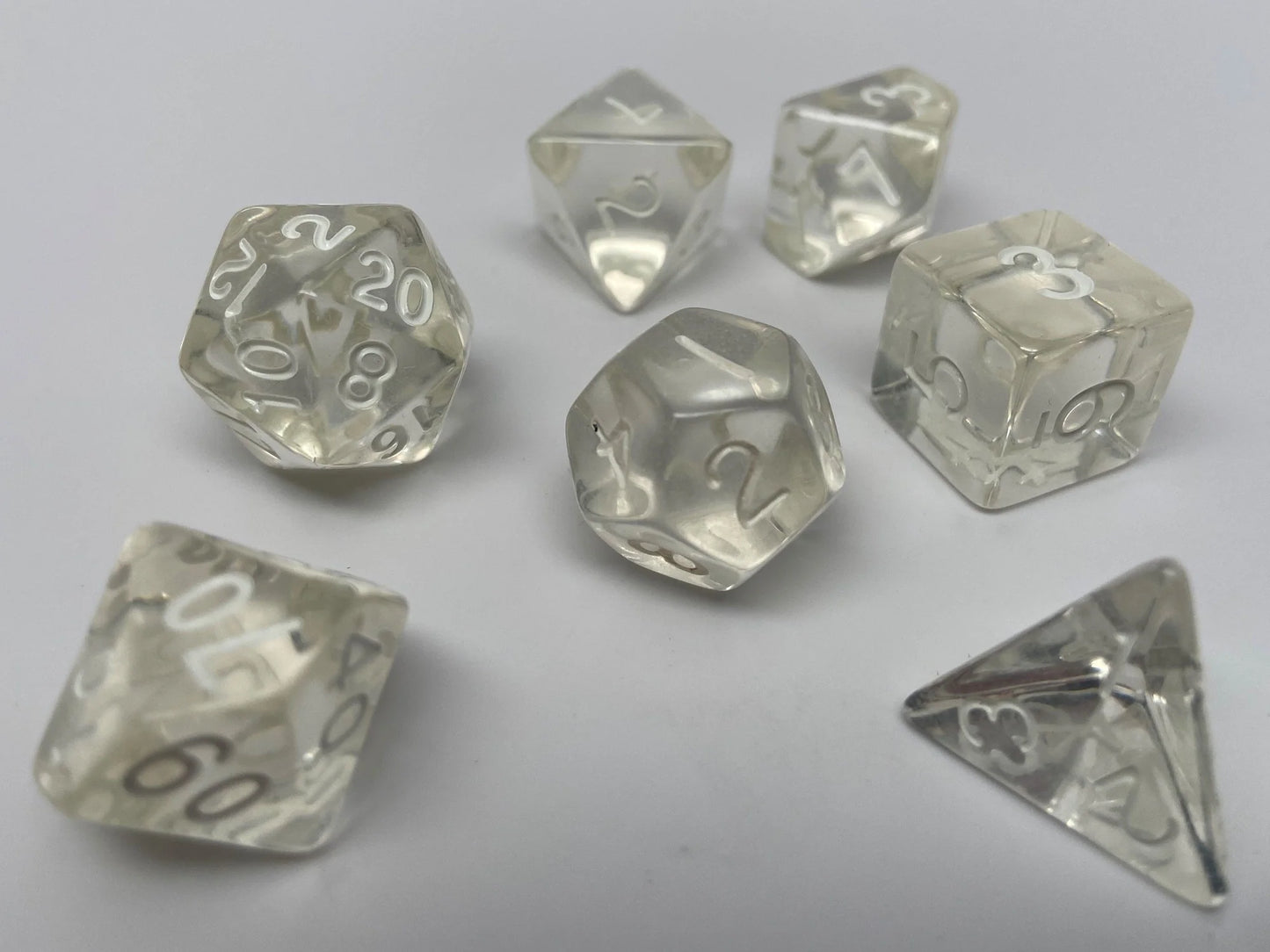 Easy Roller 7 pc Plastic Dice Set - Clear Translucent