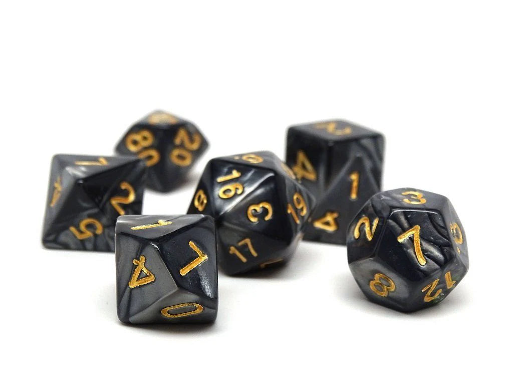 Easy Roller 7 pc Plastic Dice Set - Midnight Marble