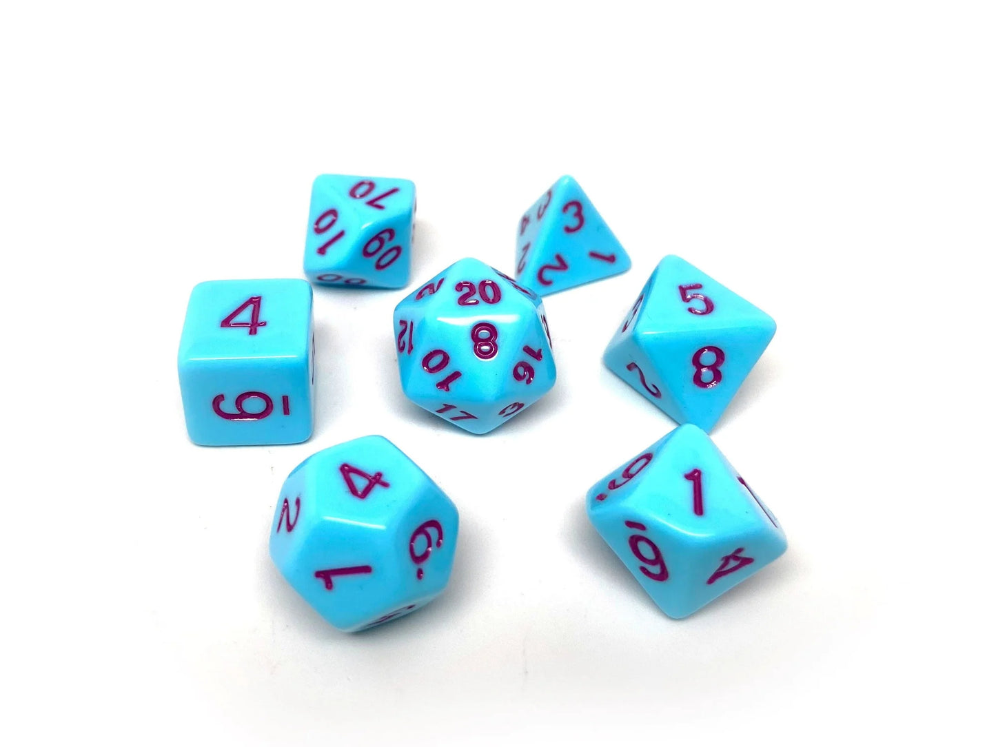 Easy Roller 7 pc Plastic Dice Set - Powder Blue Opaque