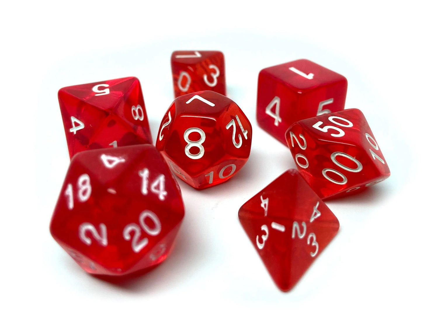 Easy Roller 7 pc Plastic Dice Set - Red Translucent