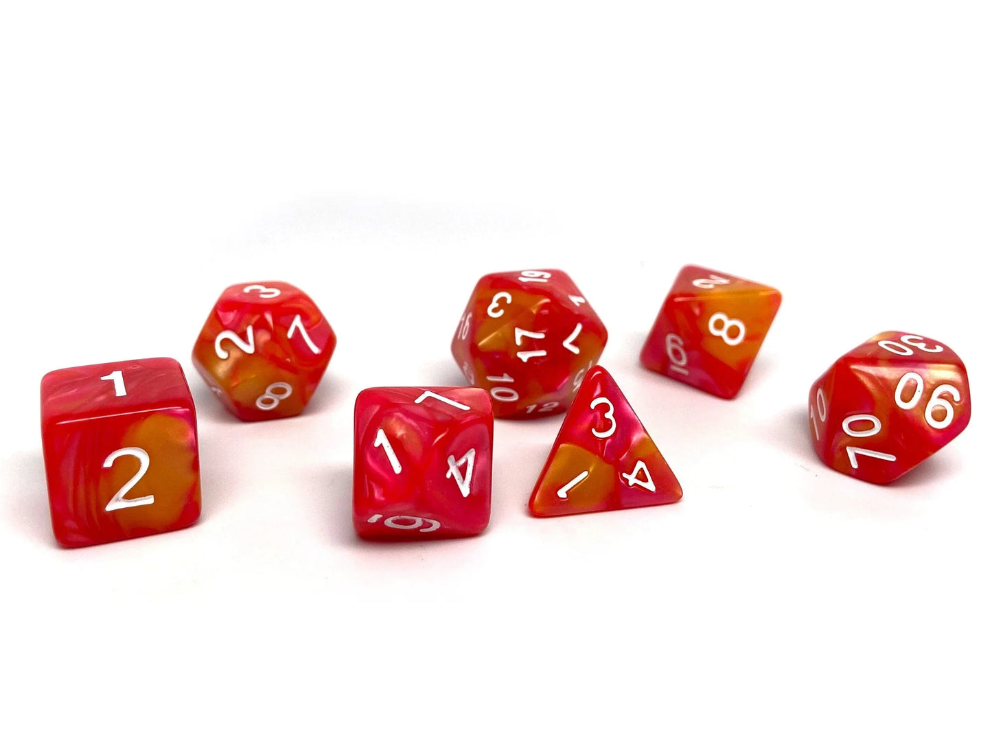 Easy Roller 7 pc Plastic Dice Set - Sundown Swirl