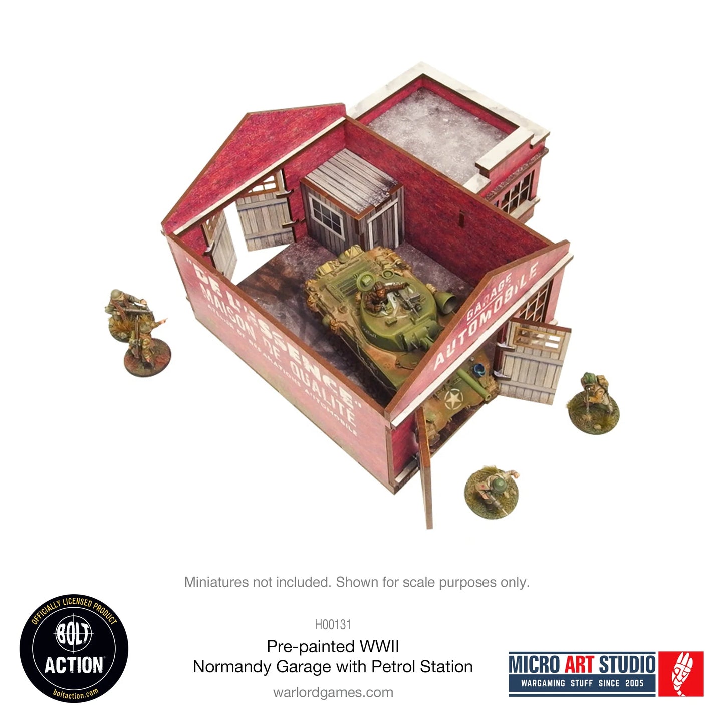 Pre-painted WW2 Normandy Garage w Gas Station