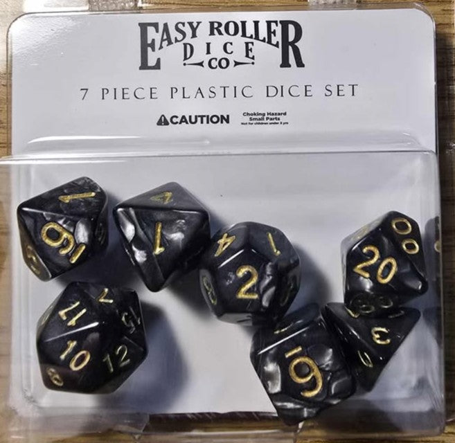 Easy Roller 7 pc Plastic Dice Set - Midnight Marble