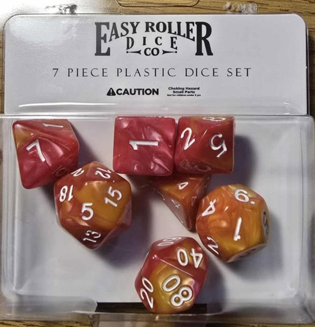 Easy Roller 7 pc Plastic Dice Set - Sundown Swirl