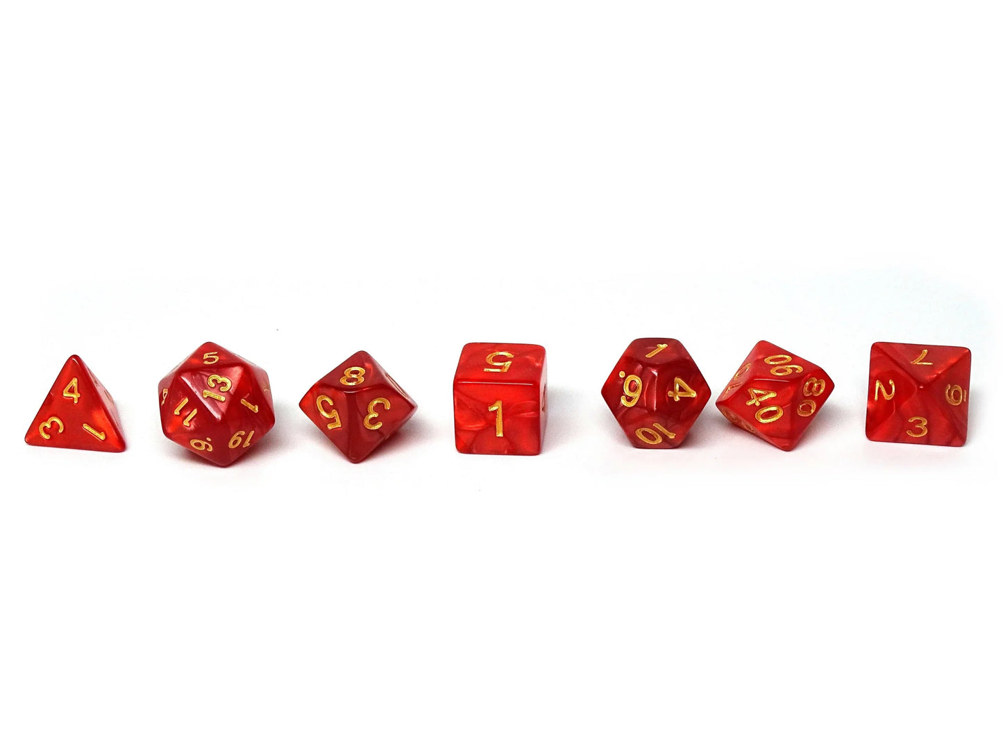 Easy Roller 7 pc Plastic Dice Set - Crimson Marble