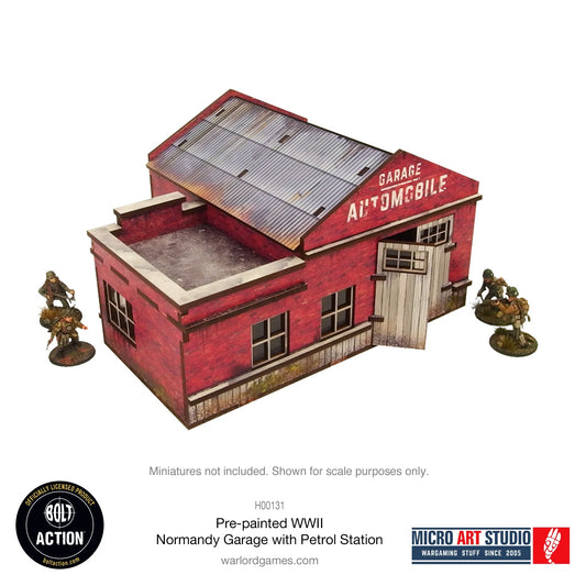 Pre-painted WW2 Normandy Garage w Gas Station