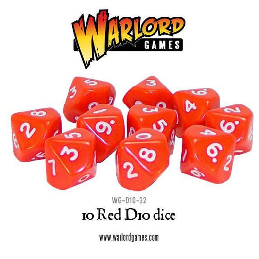 Warlord Games D10 Dice Pack - Red (10)