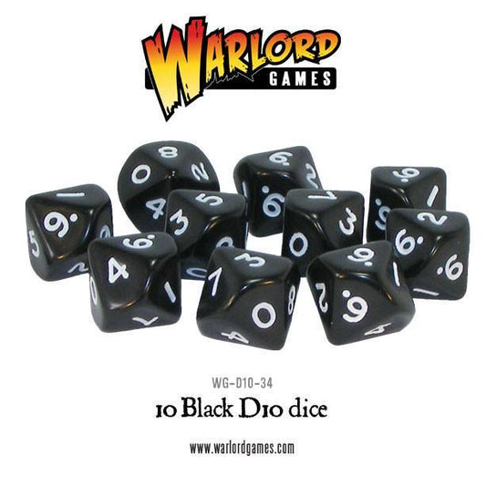 Warlord Games D10 Dice Pack - Black (10)
