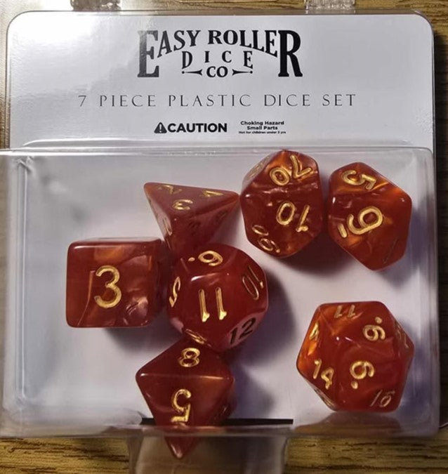 Easy Roller 7 pc Plastic Dice Set - Crimson Marble