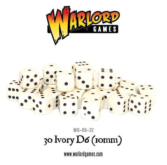 Bolt Action 30 pack Spot Dice 10mm D6 - Ivory