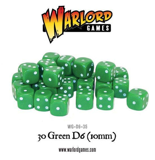 Bolt Action 30 pack Spot Dice 10mm D6 - Green